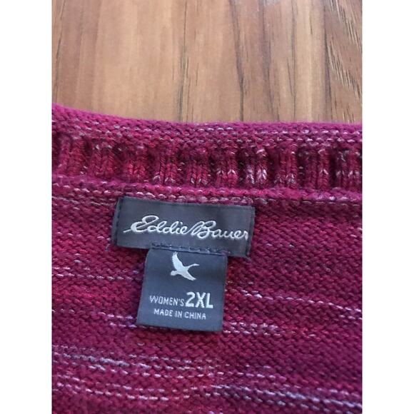 Eddie Bauer Sweater 2XL Pink V Neck Button Down Cotton Pullover Vintage - Picture 2 of 4